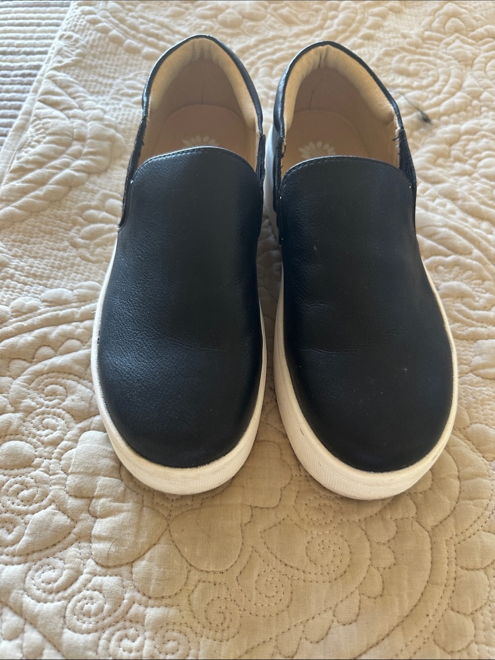 Yellow Box Black Slip-On Platform Loafers with White Sole